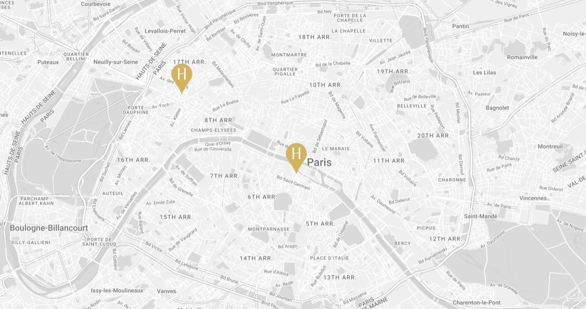 Carte des restaurants Hestia à Paris